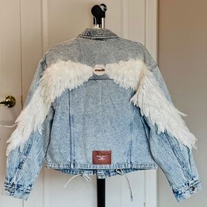 Jean Denim Jacket with Angel Wings（Removable）